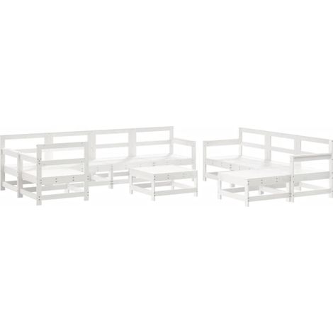 Maison Exclusive - Set Salotto da Giardino 10 pz Bianco in Legno Massello di Pino