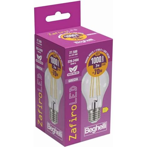 Beghelli Lampadina Led Zafiro Goccia E27 - 7W 1000lm 2700K (1/3)