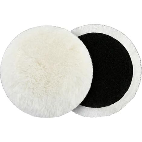 Lot de 2 disques de polissage en laine d'agneau avec crochet et boucle arrière pour polissage de voiture 150 mm (1/5)