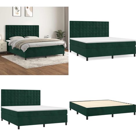 Boxspringbett mit Matratze Dunkelgrün 180x200 cm Samt - Boxspringbett - Samtbett - Doppelbett - Dunkelgrünes Bett - Bett Mit Kopfteil - Home & Living (1/5)