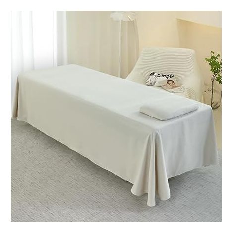 Massage Table Sheet with Hole, Aesthetic Care Table Cover, Soft Washable Protective Terry Cloth Cover for Aesthetic, Spa Massage Bed (Khaki, 180 x 290 cm) (1/5)