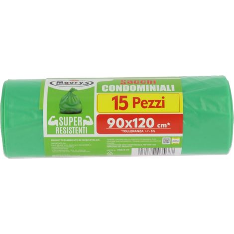 MAURY'S SACCHI PER PATTUMIERA 90X120 IN CONFEZIONE DA 15PZ VERDE