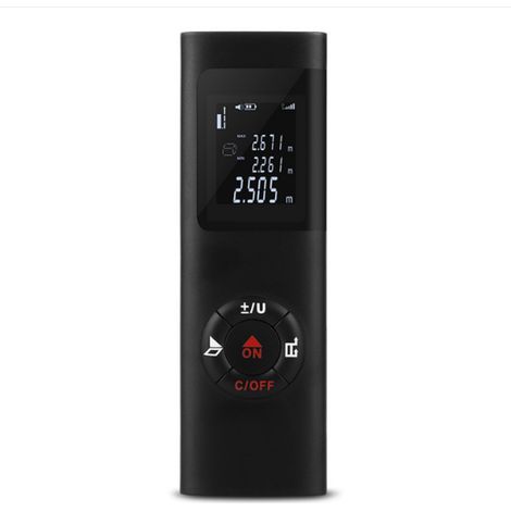Laser-Entfernungsmesser 60m, tragbar, digital, Distanz-, Flächen- und Volumenmessung, Pythagoras-Funktion, IP54, LCD-Hintergrundbeleuchtung, USB-wiederaufladbar