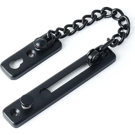Chaîne de sécurité pour porte étroite, limiteur de porte à ressort, verrou antivol avec vis pour porte intérieure, finition acier inoxydable noir mat (1/5)