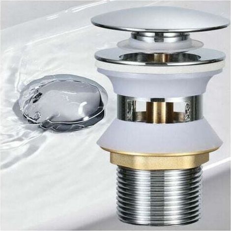 Bonde automatique Candyse avec trop-plein à bouton-poussoir pour lavabo extractible avec vasque en cuivre chromé (1/4)