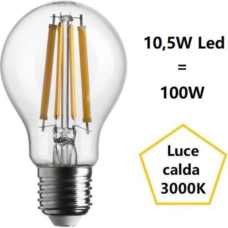 LAMPADINA GOCCIA A LED 10,5W LUCE CALDA 3000K 1521 LUMEN E27 BOT LIGHTING