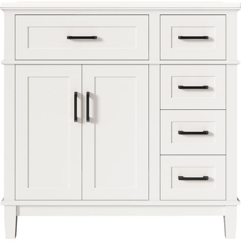 Mueble de baño de pie con lavabo cerámico integrado 90 x 46 x 87 cm blanco MDF y madera HOMVRA (1/5)