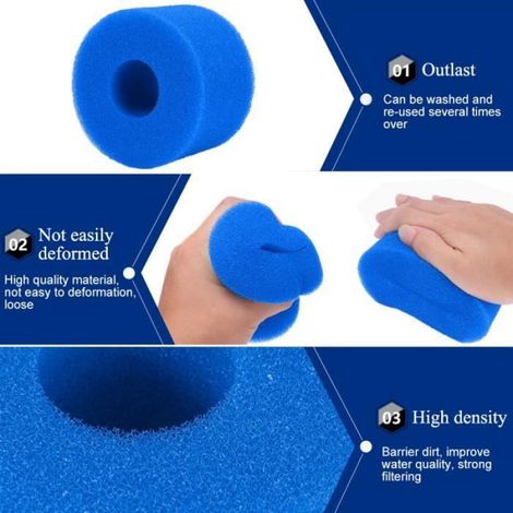 1pc Éponge filtrante, mousse polyuréthane lavable, filtre bassin 10,8x7,3x4cm, pour piscine Intex S1 (1/3)