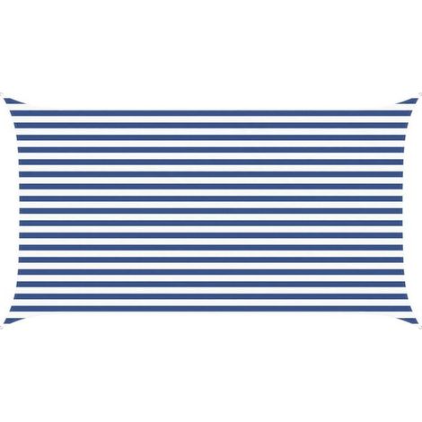 Voile d'ombrage bleue et blanche, 4,5 x 2,5 mètres, 100% polyester Oxford. (1/5)