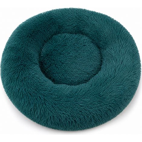 Niche ronde en fausse fourrure douce bleu turquoise 60 x 50 cm (1/5)