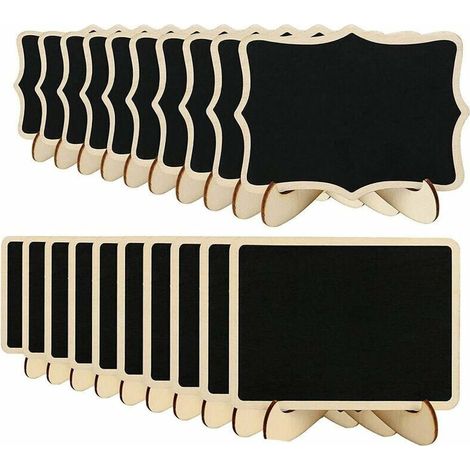 Mini pizarra, mini tablero de anuncios, pizarra rectangular con soporte para etiquetas, pizarras para decoración de bodas, tablero de mensajes, marcador de lugar, letrero para fiesta (20 piezas)