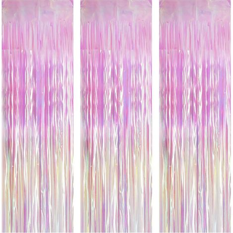 Rideaux à pompons en feuille métallique pour fêtes d'anniversaire, décors photo et mariages (multicolores) (lot de 3) (1/5)