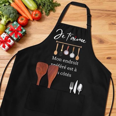 Tablier De Cuisine - Coton Mixte Lavable - Pour Barbecue Et Cuisinière À Domicile - Lot De 2 (1/5)