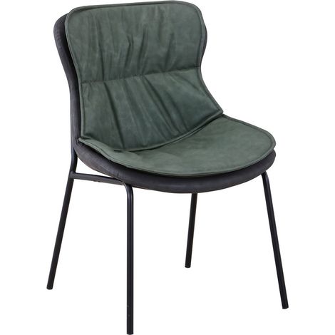 Sedia di design Brady in ecopelle verde e grigio scuro (1/4)