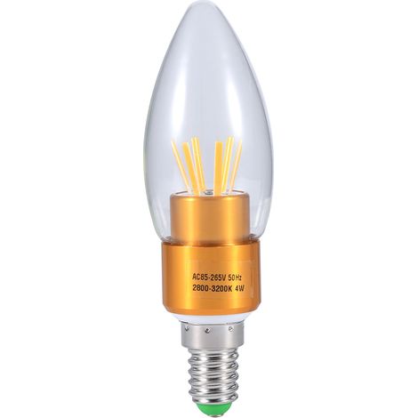 Ampoule LED à filament COB E14 4W 85-265V, ampoule bougie, économie d'énergie, culot doré, blanc chaud (1/4)