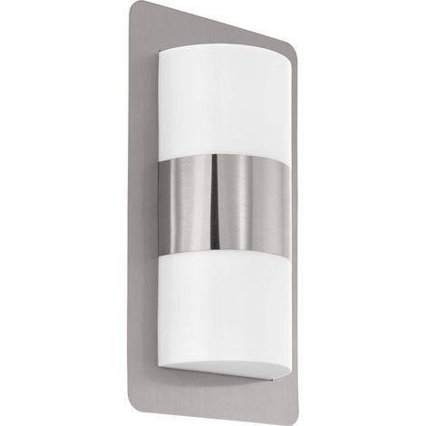 Applique Esterno Contemp Cistierna Acciaio Argento Policarbonato Bianco E27 (1/5)