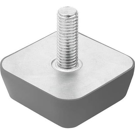 KIPP Gummipuffer Viereckig Außengewinde M12x23 Ø 80mm Edelstahl A4 1.4401