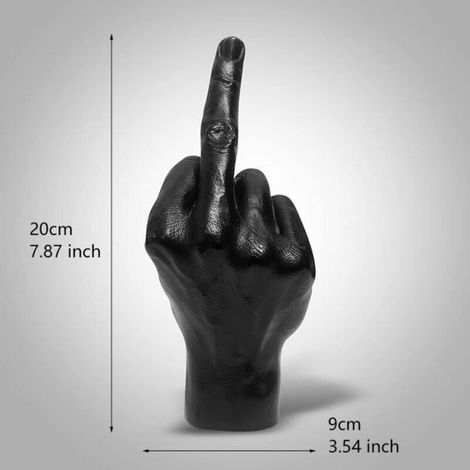 Bardusch - Statue en Résine - Doigt du Milieu - Noir - Artisanat d\'Art - Sculpture de Bureau