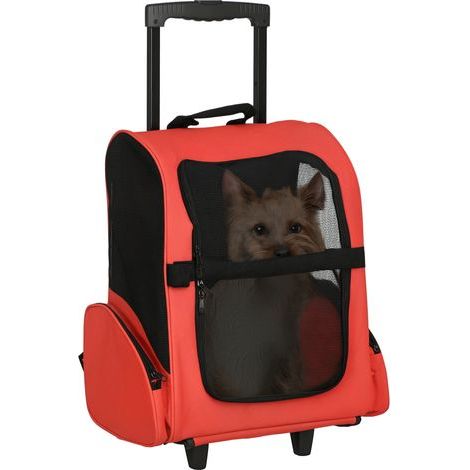 Sac à dos/poussette 2 en 1 pour chien et chat, 42 x 25 x 55 cm, rouge (1/5)