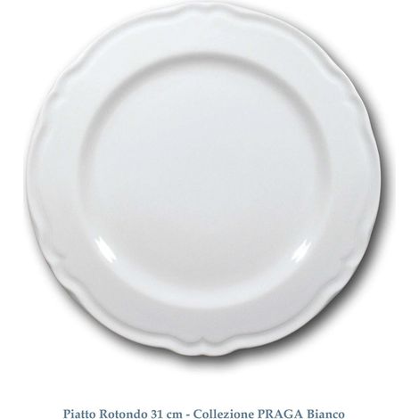 Piatto in porcellana praga bianco tondo cm31  saturnia