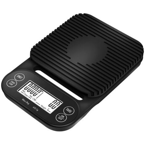 Balance, balance électronique, 0.1/3000g balance de cuisine synchronisation café balance électronique cuisine nourriture bijoux balance avec LCD vert rétro-éclairé(Le noir)