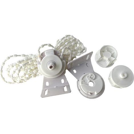 Embrayage de Store à Rouleau pour Supports de Store de Rouleau de Tube Extérieur de 38mm Matériel de Traitement de Fenêtre avec Supports en Métal, Chaîne de Perles, Vis (Blanches)