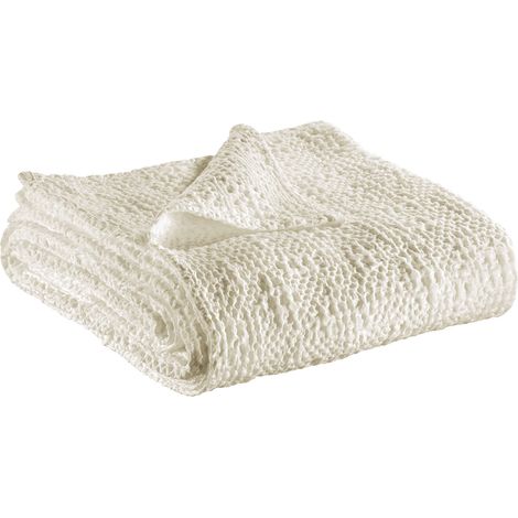 VIVARAISE - Jeté de lit Tana en coton 100% - Beige craie - 240 x 260 cm (1/3)