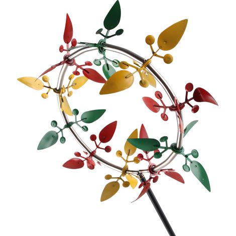 Moulin à vent décoratif d'extérieur en acier inoxydable à roulement fluide, couleur vive, magnifique girouette pour pelouse, jardin ou porche (1/5)