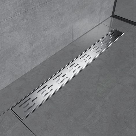 Caniveau de douche plat en acier inoxydable - 70 cm - Siphon avec système anti-odeurs/filtre à cheveux - Design de rangée latérale - Pour salle de bain (1/5)