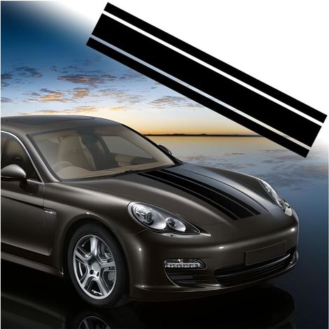 Autocollant De Bande De Capot De Voiture, Pare-Chocs Stripe Vinyle, Auto Racing Body Side Stripe, Modifié Bricolage Décoration Pour Voitures SUV Véhicules (Noir) (1/5)