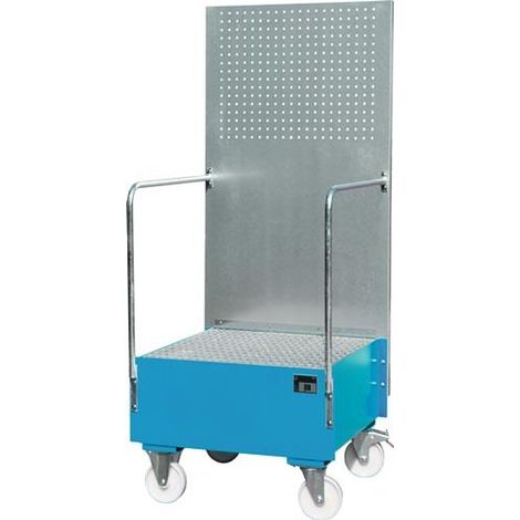 Bauer Fahrbare Auffangwanne mit Lochplattenwand LPW 200-1, lackiert, Lichtblau (1/2)