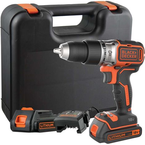 BLACK+DECKER - Taladro de percusión AKU de 18 V, 1 batería de iones de litio de 1,5 Ah, cargador BL188K-QW (1/2)