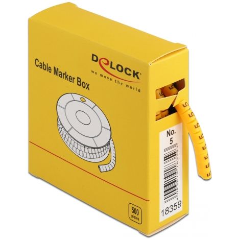 Delock Caja de marcadores de cables, No. 5, amarillo, 500 unidades