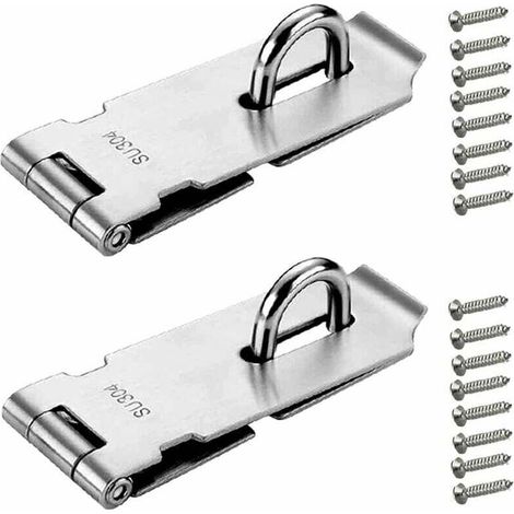 Stück 4-Zoll-Vorhängeschlossriegel – Türschloss aus silberfarbenem Edelstahl mit Schrauben für Möbel, Schränke und Schubladen – Crezuo (1/4)