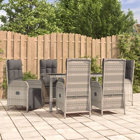 Ensemble Table et Chaise de Jardin et coussins 7 pcs - Meuble de jardin gris rotin BV355998 - BonneVie (1/5)