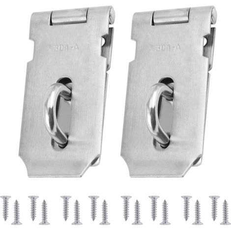 2-Piece Heavy-Duty Hasp and Staple Lock, Stainless Steel Door Latches, Door Lock with 16 Screws, 4 Inches (1/5)