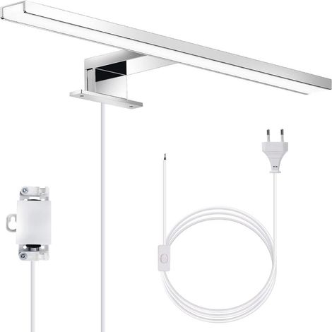 Lampe miroir LED, miroir de maquillage de salle de bain, éclairage frontal, applique murale 60 cm 6000 K 1200 lm 12 W IP44, éclairage mural en acier inoxydable pour meuble (1/5)