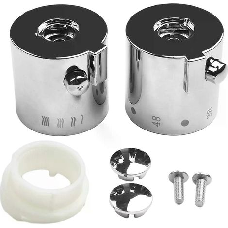 Drehknopfgriffe für Duschtemperaturregelung, verchromter Thermostat-Badewannen-Duschmischer, Badezimmerarmaturen, Badewannenthermostate (1/4)