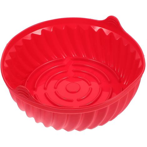 Panier de cuisson pour friteuse à air chaud, panier croustillant, revêtement de four en silicone-Red (1/4)