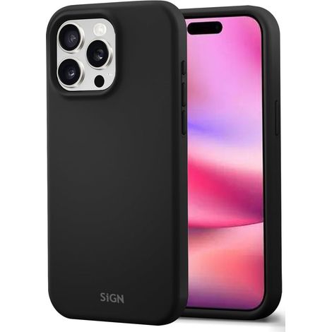Custodia in silicone liquido sign per iphone 16 pro max - nera