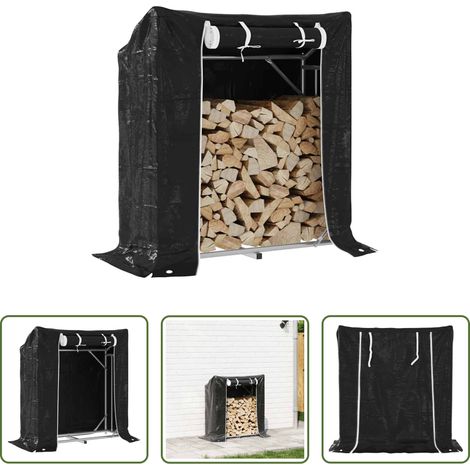 vidaXL Stockage bois - Portant de bois de chauffage et housse de pluie acier galvanisé (1/5)