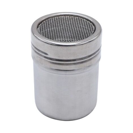Lot de 2 shakers à sucre en acier inoxydable avec couvercle, shaker à mailles fines pour bicarbonate de soude, cacao, fécule de maïs, farine, café, etc. (1/5)