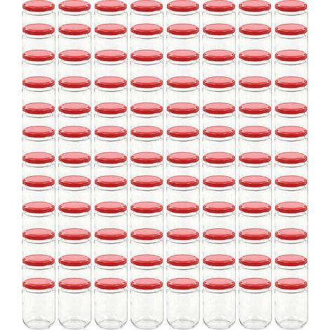 vidaXL Tarros de mermelada de vidrio con tapa roja 96 unidades 230 ml (1/2)