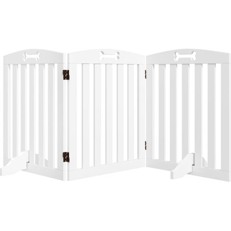 Barrière de sécurité pour chien, ensemble de 3 pièces, 155 x 61 cm, barrière de porte pliable avec 2 pieds de support, barrière autoportante (1/5)