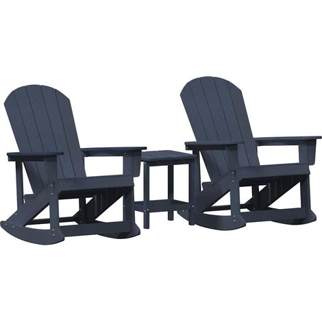 Maison Exclusive - Ensemble de salon de jardin 3 pcs Bleu marine HDPE (1/5)