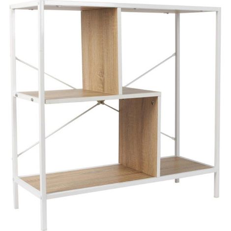 Étagère Design "Edison" 80cm Naturel & Blanc (1/5)