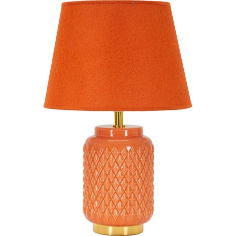Lampada da Tavolo Cordov, Necessaria 1 Lampadina, Attacco e27, Paralume, Arancione