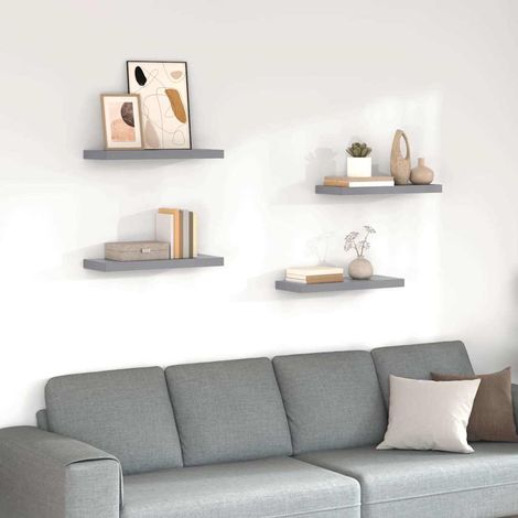 323855 vidaXL Floating Wall Shelves 4 pcs Grey 60x23,5x3,8 cm MDF (1/5)