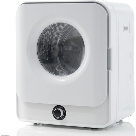 Mini sèche-linge à tambour 3 kg 1350 W, 8 programmes avec capteur NTC, séchage rapide et homogène, double filtration sans consommables, pose murale ou au sol, 53,5 x 42 x 65 cm, blanc