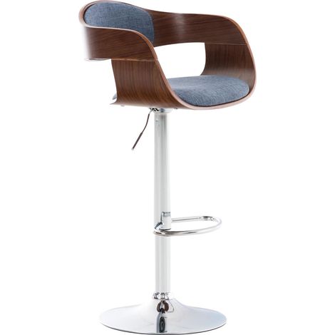 Sgabello da bar x1 design scandinavo tessuto blu e struttura in legno color noce finitura effetto cromato 100006422